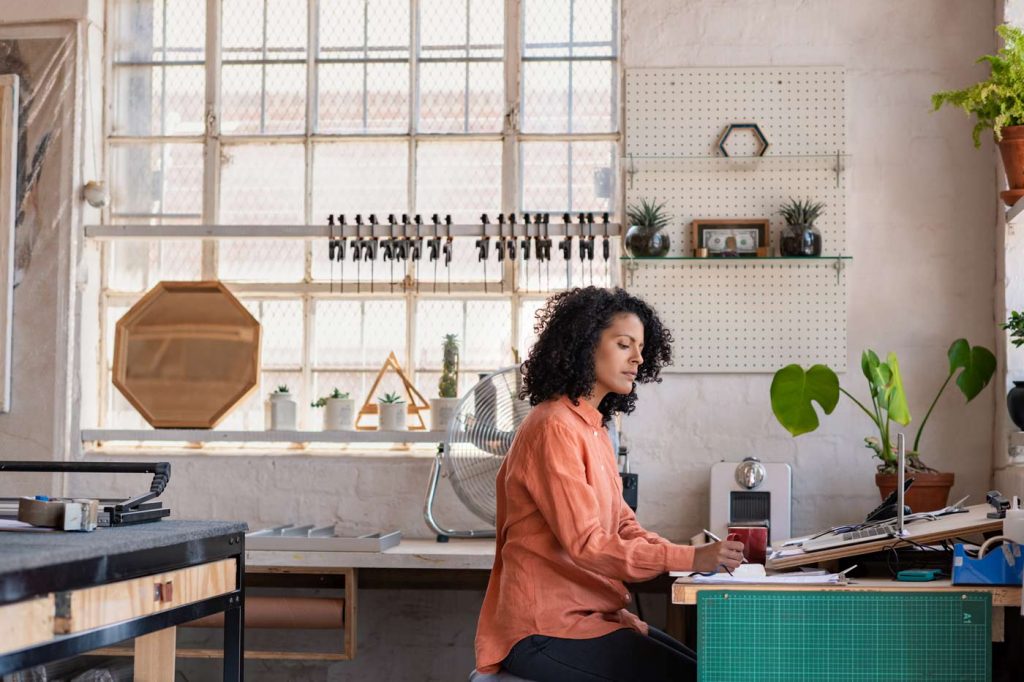 woman doing business in a workshop